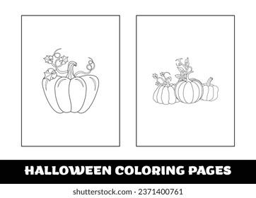 Halloween pumpkin coloring pages for kids. Halloween education coloring page for preschool children..