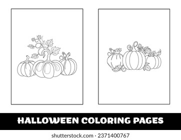 Halloween pumpkin coloring pages for kids. Halloween education coloring page for preschool children..