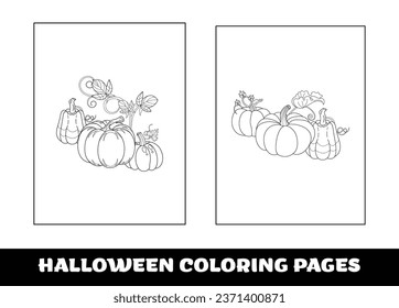 Halloween pumpkin coloring pages for kids. Halloween education coloring page for preschool children..