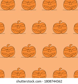 Halloween Pumpkin in Continuous line. 