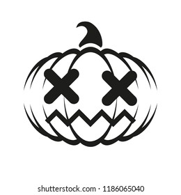 Halloween pumpkin. Contour silhouette on a white background.