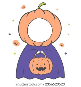 Halloween pumpkin costume illustration with hole for face.