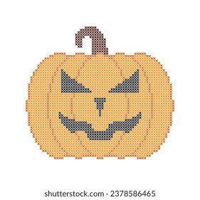 Halloween pumpkin cross stitch design pattern vector