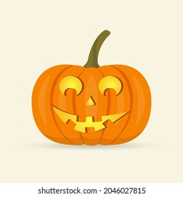 Halloween pumpkin. Cute cartoon icon with smile, happy or funny face. Vector illustration.