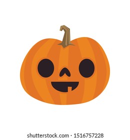 Halloween pumpkin cute illustration. Flat design funny character.
