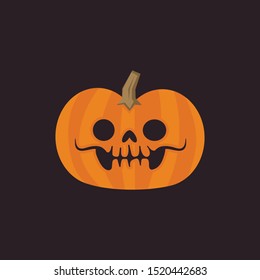 Halloween pumpkin cute illustration. Flat design funny character.