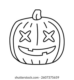 halloween pumpkin cute line icon vector. halloween pumpkin cute sign. isolated contour symbol black illustration