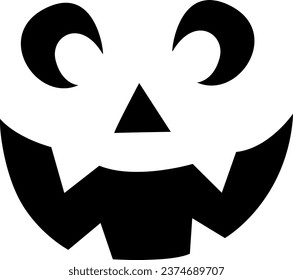 Halloween pumpkin cute scary silhouette face. 