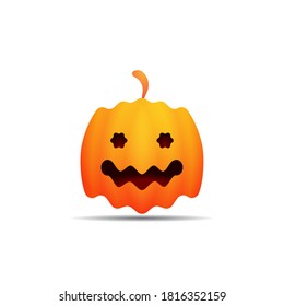 Halloween pumpkin with cute smiley face. Vector illustration isolated on white background.