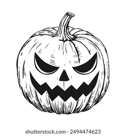 Halloween pumpkin with cut-out eyes and mouth on a white background