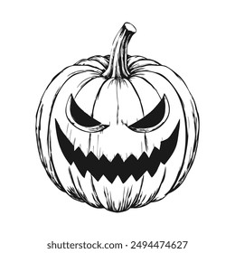 Halloween pumpkin with cut-out eyes and mouth on a white background