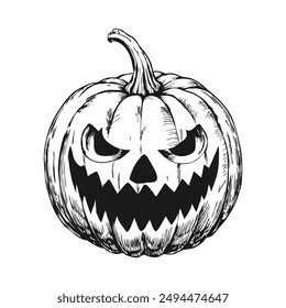 Halloween pumpkin with cut-out eyes and mouth on a white background