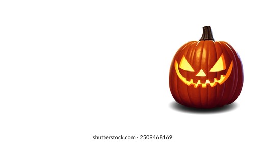 Halloween pumpkin decorations on a white background close up.