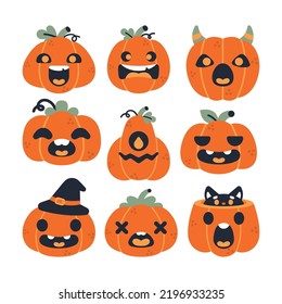 Halloween Pumpkin in Different Expression