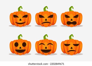 halloween pumpkin with different expression illustration