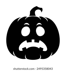 Halloween pumpkin with disappointed face expression. Vector cartoon character silhouette illustration