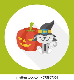 halloween pumpkin and doll flat icon