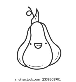 Halloween pumpkin doodle. Cute pumpkin character in a linear style. Vector isolated illustration on a white background