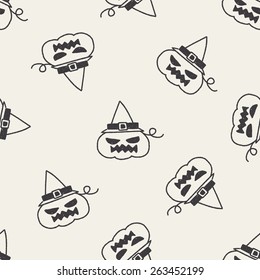 halloween pumpkin doodle drawing seamless pattern background