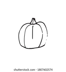 Halloween pumpkin doodle element. Decoration about esotericist and magic. 