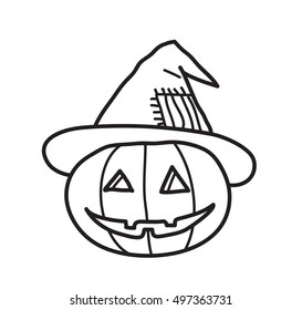 Halloween Pumpkin Doodle, a hand drawn vector doodle illustration of a Halloween pumpkin.