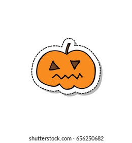 halloween pumpkin doodle icon, sticker