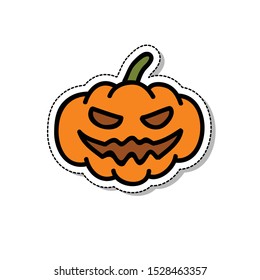 halloween pumpkin doodle icon, vector illustration