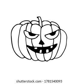 Halloween pumpkin doodle icon in vector. Hand drawn halloween pumpkin icon in vector