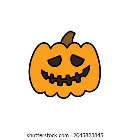 halloween pumpkin doodle icon, vector illustration