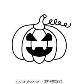 Halloween pumpkin in doodle style. Vector sketch illustration.