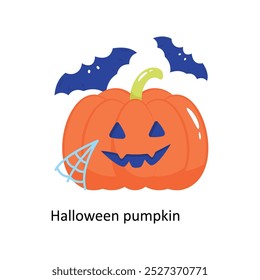 Halloween pumpkin doodle vector outline Sticker. EPS 10 file