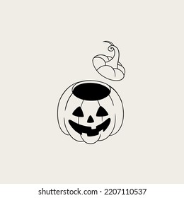 Impresión vectorial de doodle de calabaza de Halloween. 