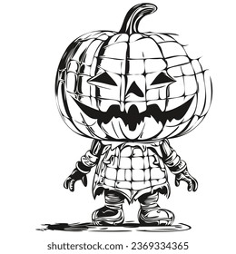 halloween pumpkin drawing vector character