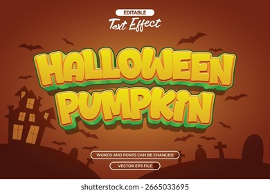 Halloween Kürbis editierbarer Texteffekt mit Fledermaus Silhouette Dekoration