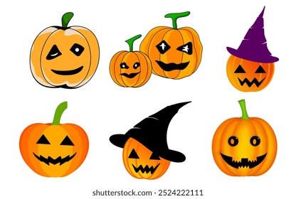 Halloween pumpkin, Halloween element isolated on transparent background. Vector illustration