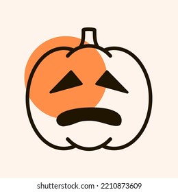 Halloween pumpkin emoticon icon vector illustration Jack-O-Lantern. Graph symbol, apps design, mobile apps and print media, logo, UI