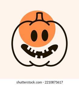 Halloween pumpkin emoticon icon vector illustration Jack-O-Lantern. Graph symbol, apps design, mobile apps and print media, logo, UI