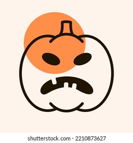 Halloween pumpkin emoticon icon vector illustration Jack-O-Lantern. Graph symbol, apps design, mobile apps and print media, logo, UI