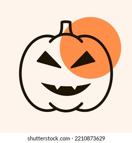 Halloween pumpkin emoticon icon vector illustration Jack-O-Lantern. Graph symbol, apps design, mobile apps and print media, logo, UI