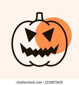 Halloween pumpkin emoticon icon vector illustration Jack-O-Lantern. Graph symbol, apps design, mobile apps and print media, logo, UI