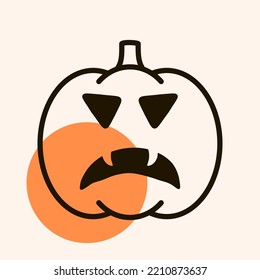 Halloween pumpkin emoticon icon vector illustration Jack-O-Lantern. Graph symbol, apps design, mobile apps and print media, logo, UI