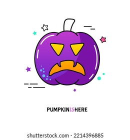 Halloween pumpkin emoticon icon vector illustration Jack-O-Lantern. Graph symbol, apps design, mobile apps and print media, logo, UI