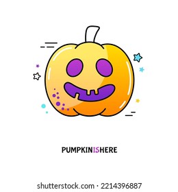 Ilustración vectorial del icono de la calabaza de Halloween Jack-O-Lantern. Símbolo gráfico, diseño de aplicaciones, aplicaciones móviles y medios de impresión, logotipo, interfaz de usuario