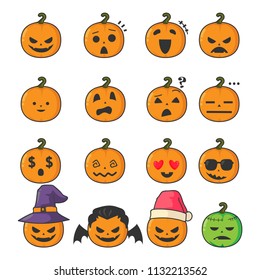 Halloween pumpkin emoticon set