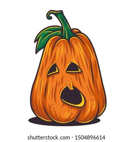 Сolored halloween pumpkin with emotion