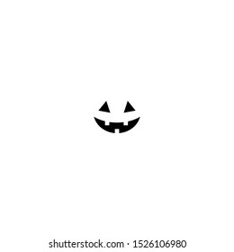 Halloween pumpkin evil face.  Halloween sticker isolated on white. Vector illustration. Autumn harvest clip art. Jack O Lantern.  Black and white