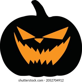 Halloween pumpkin with evil face vector