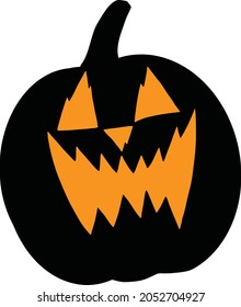 Halloween pumpkin with evil face vector