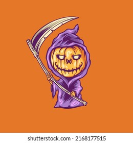 Halloween Pumpkin Evil Illustration For Merchandise