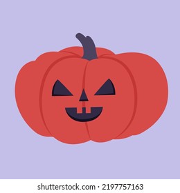 Halloween pumpkin with evil smile. Isolated clip art for design of party invitation, sticker, card, merch. 